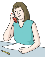Eine Frau, die telefoniert.
