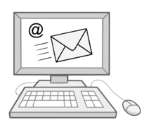 Ein Computer, der eine E-Mail versendet.