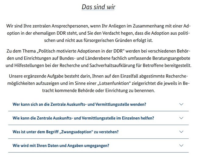 Der Bereich "Das sind wir" von der Startseite.