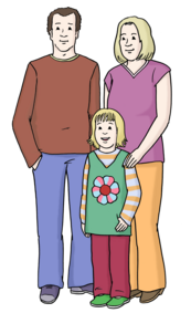 Ein Vater, eine Mutter und ein Kind.
